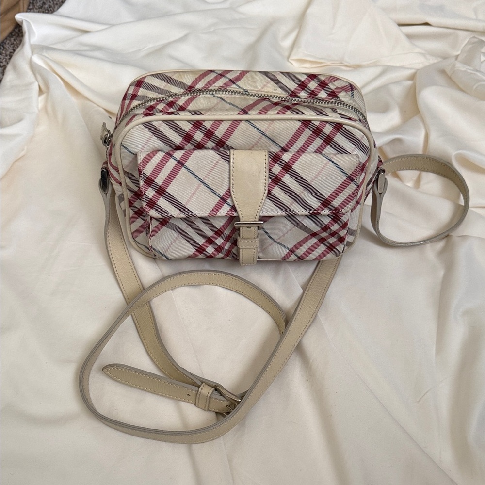 Burberry Plaid Crossbody Bag - Cream and Red